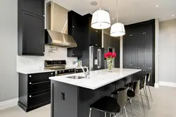 Kitchen design in black style