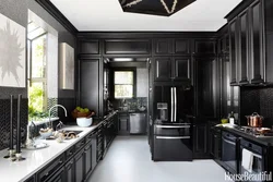 Kitchen design in black style