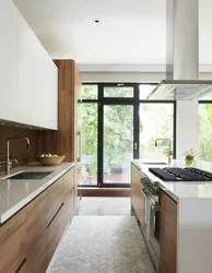 Kitchen along the wall photo