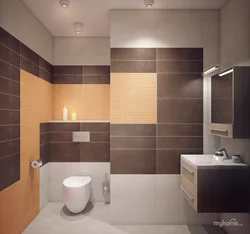 Bath design gray and brown tiles