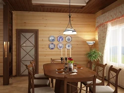 Living room kitchen design in a house with clapboard