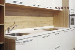 Light oak countertop in the kitchen interior