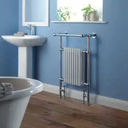 Heating radiator in the bathroom photo