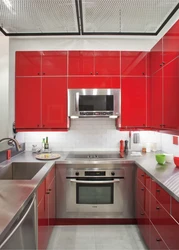 Small kitchen design in red