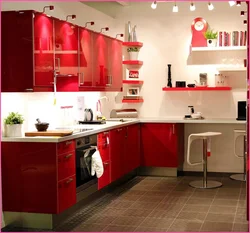 Small kitchen design in red