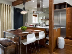 Kitchen and table in the same interior style