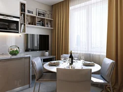 Kitchen and table in the same interior style
