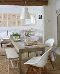 Kitchen and table in the same interior style