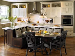 Kitchen and table in the same interior style