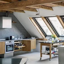Attic kitchen design photo