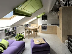 Attic kitchen design photo