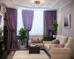 Beige lilac living room interior