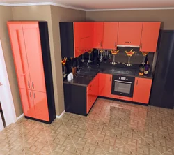 Photo of kitchen orange and black