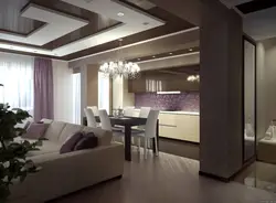 Living room with kitchen combined ceiling design