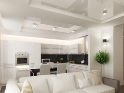 Living Room With Kitchen Combined Ceiling Design