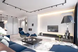 Track lighting system in the bedroom interior