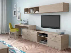 Living room wall with table photo