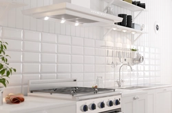 Kitchen apron made of white hog tiles photo
