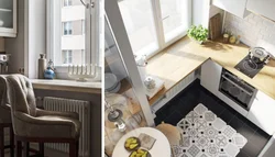 Тирезаи Тиреза Ҳамчун Countertop Дар Акс Дар Ошхона Дар Хрущев