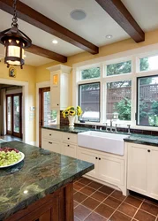 Dark green countertop in the kitchen photo