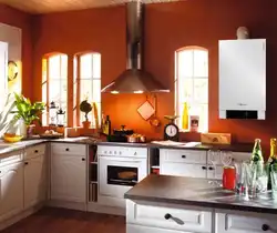 Floor-standing boiler in the kitchen interior