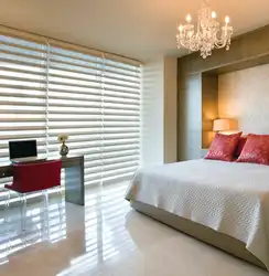 Roller Blinds In The Bedroom In The Interior Photo