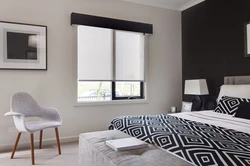 Roller Blinds In The Bedroom In The Interior Photo