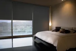 Daxili Fotoşəkildə Yataq Otağında Roller Pərdələr