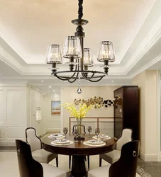 Crystal Chandelier In The Kitchen Interior