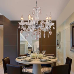 Crystal chandelier in the kitchen interior