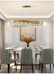 Crystal chandelier in the kitchen interior