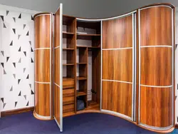 Photo of a corner wardrobe in the bedroom with dimensions