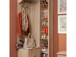 Wardrobe in the hallway with shoe rack and hanger photo