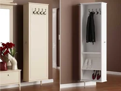 Wardrobe in the hallway with shoe rack and hanger photo