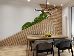 White slats in the kitchen interior