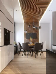 White slats in the kitchen interior