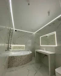 Floating suspended ceiling in the bathroom photo