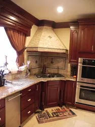 Kitchen design with hob in the corner