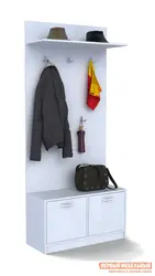 Shoe rack and hanger in a small hallway photo