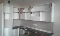 Kitchen upper cabinets without handles photo