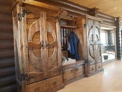 Wooden cabinets in the hallway photo