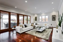 Photo of a large living room in the apartment photo