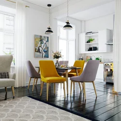 Kitchen with yellow chairs photo