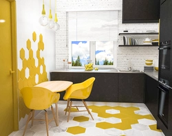 Kitchen with yellow chairs photo