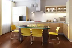 Кухня с желтыми стульями фото