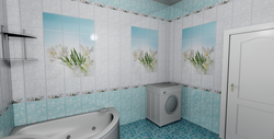 Plastic panels with a pattern for the bathroom photo