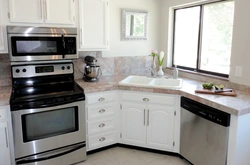 Sink and stove next to each other in the kitchen photo