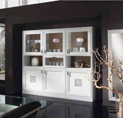 Cabinet in the living room for dishes with glass in a modern style photo