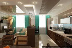 Дизайн 2 квартиры совмещенной с кухней