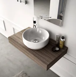 Küvetin Tezgah Üstü Fotoşəkildə Vanna Otağı Lavabo Örtüyü